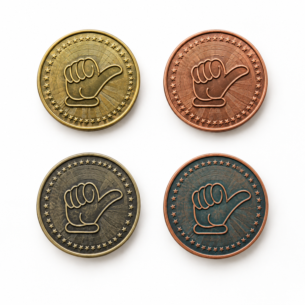 Electroplated Colored Token - realistic metal token