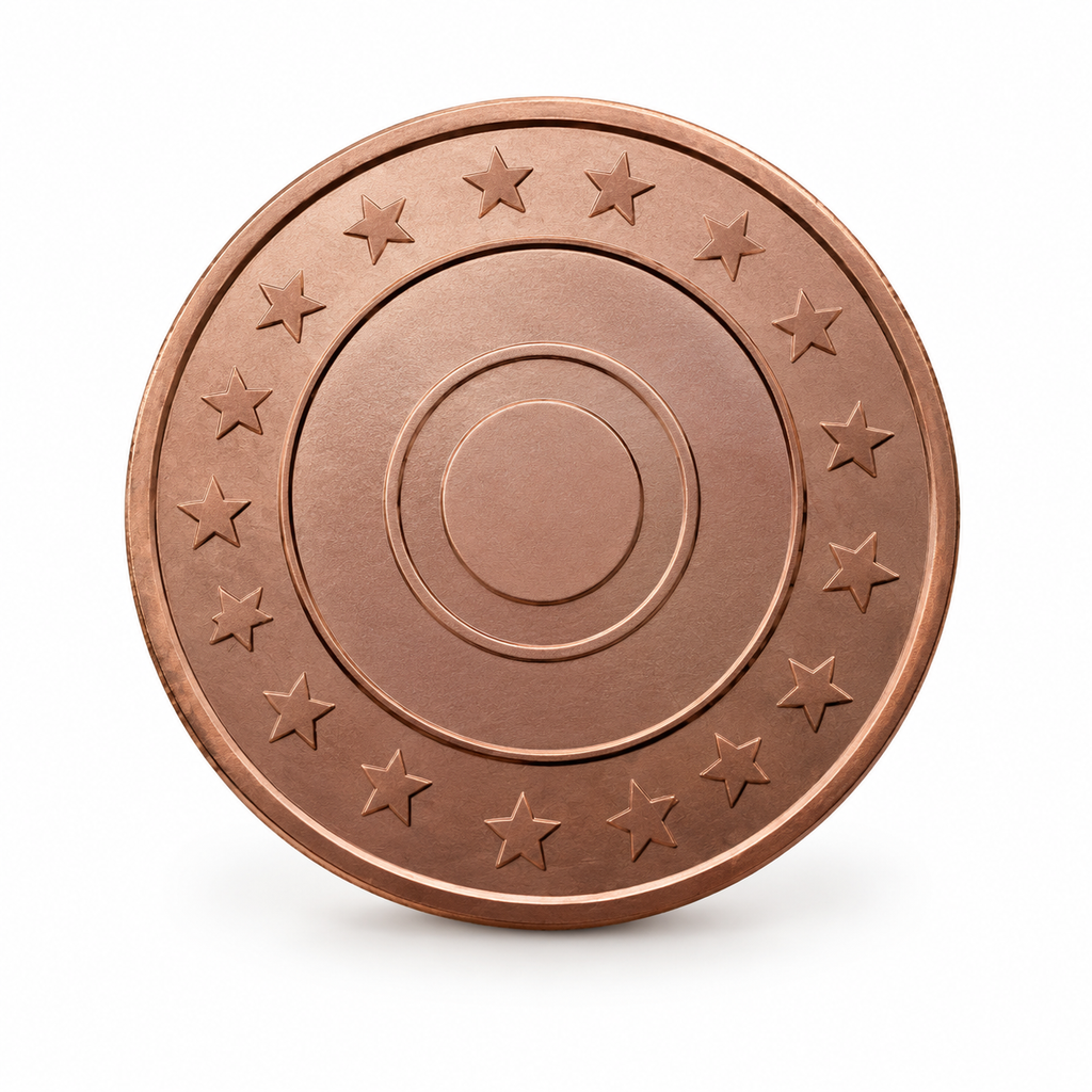 Red Copper Token - realistic metal token